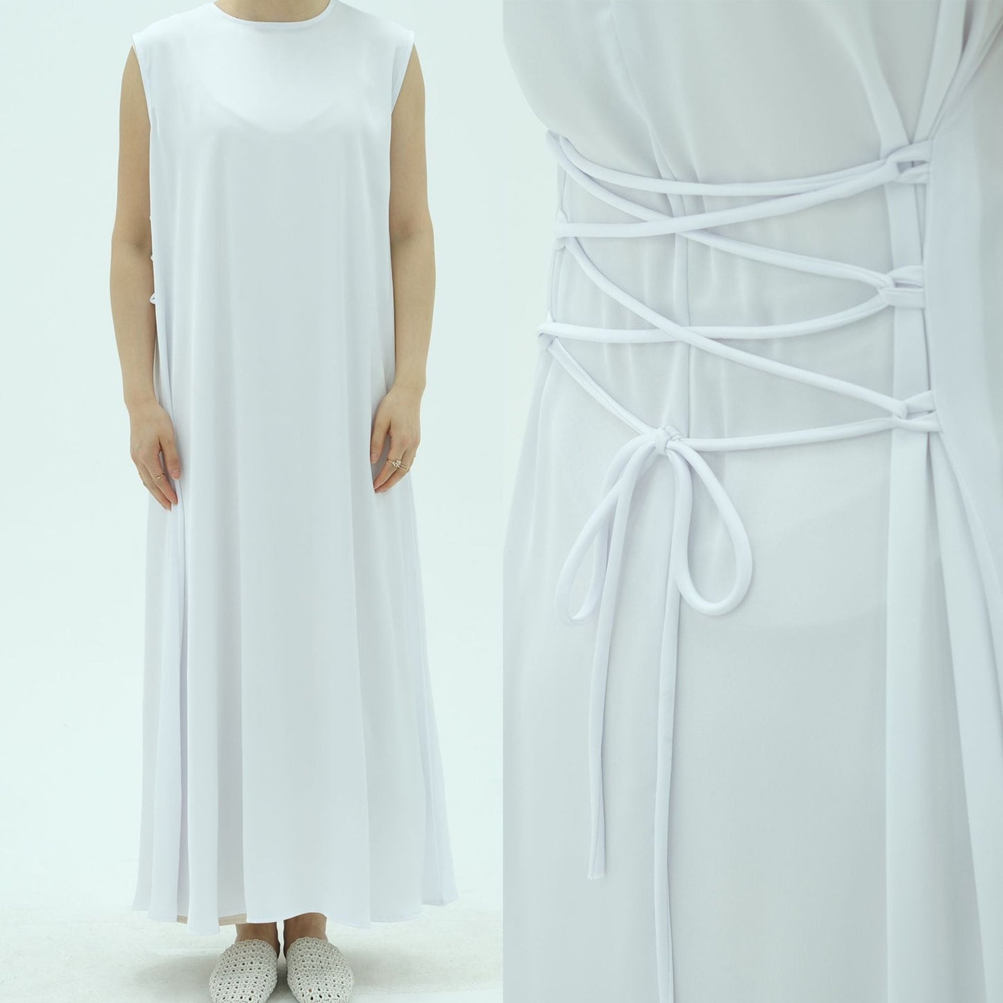 HA6620 Sleeveless Back Tie Dress (One-Piece)
