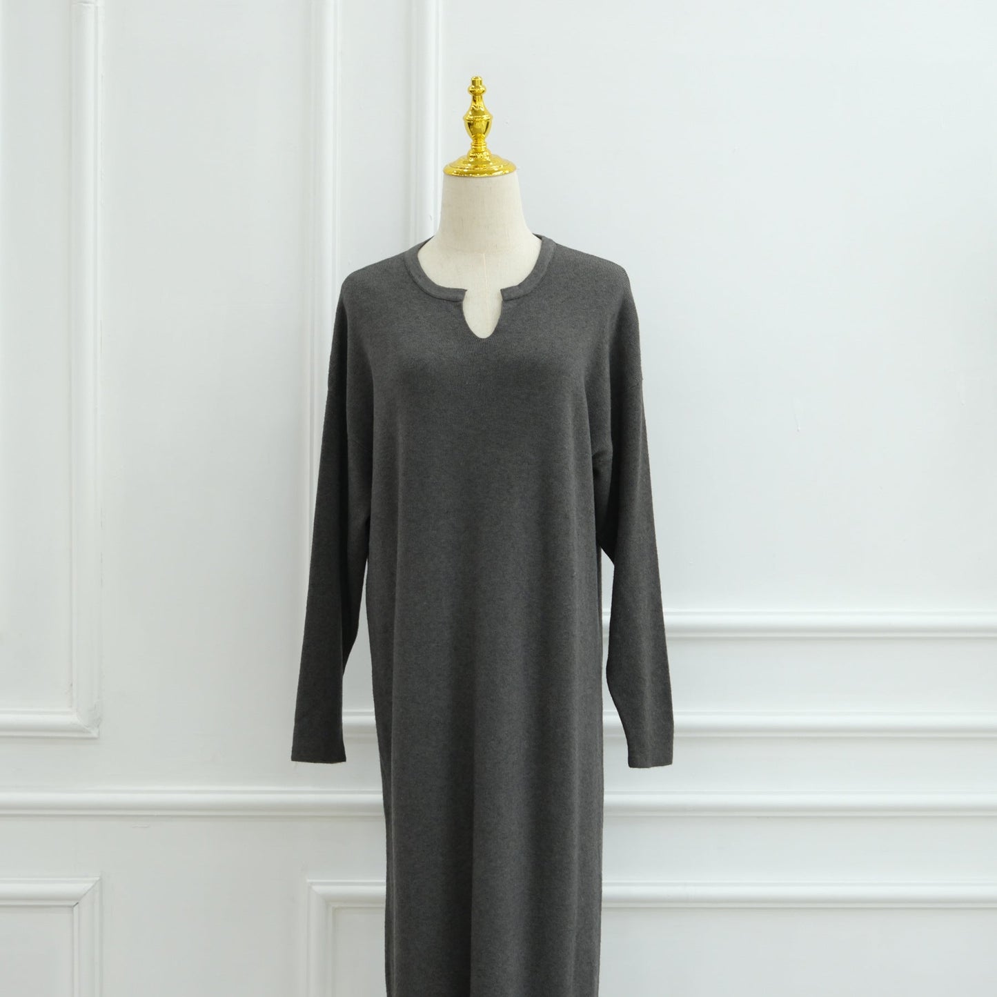 HA6598 Autumn and Winter Knitted Dress, Long Solid Color (headscarf Not Included)