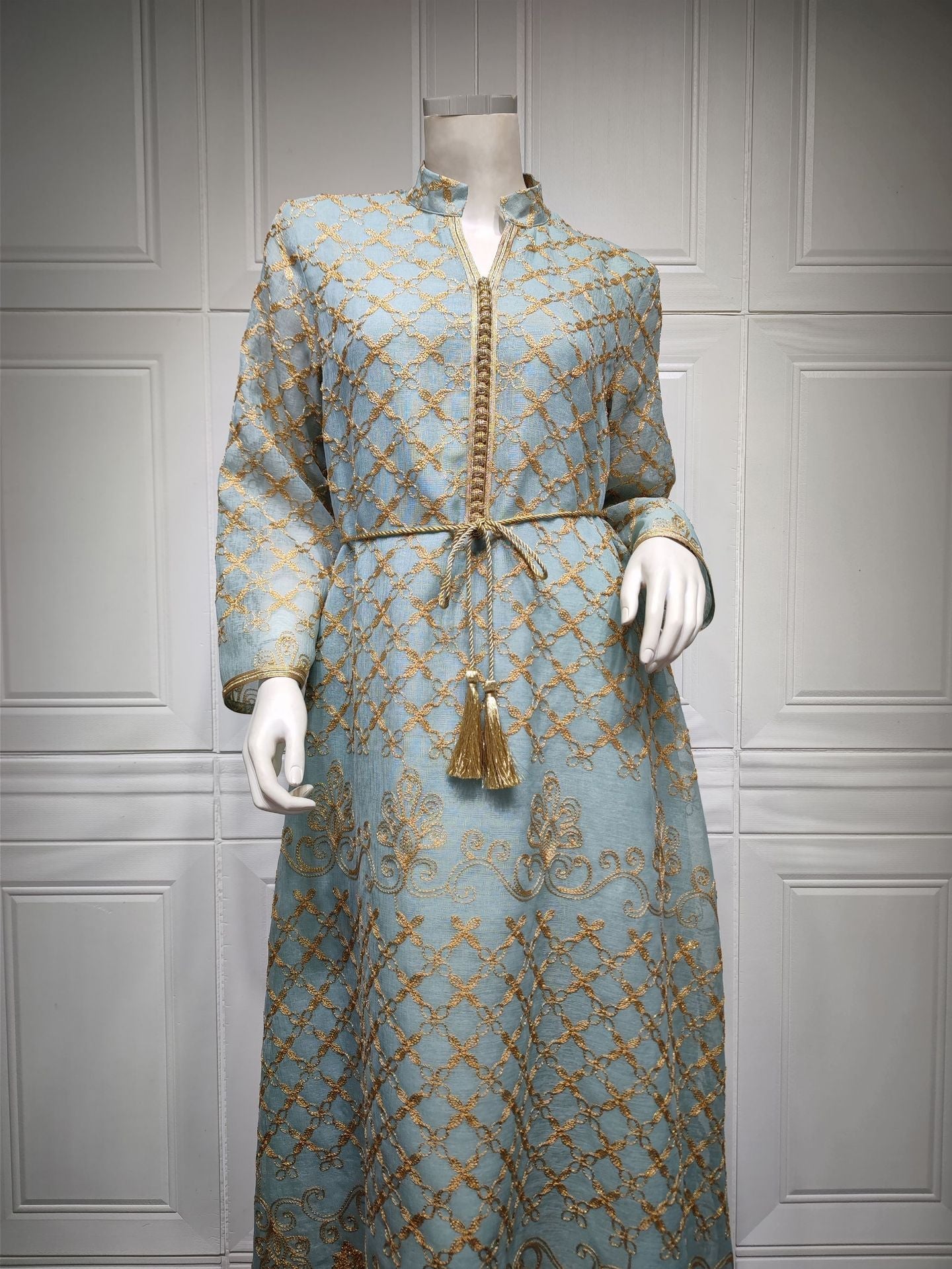 HA6640 Elegant Openwork Embroidered Abaya Long Dress