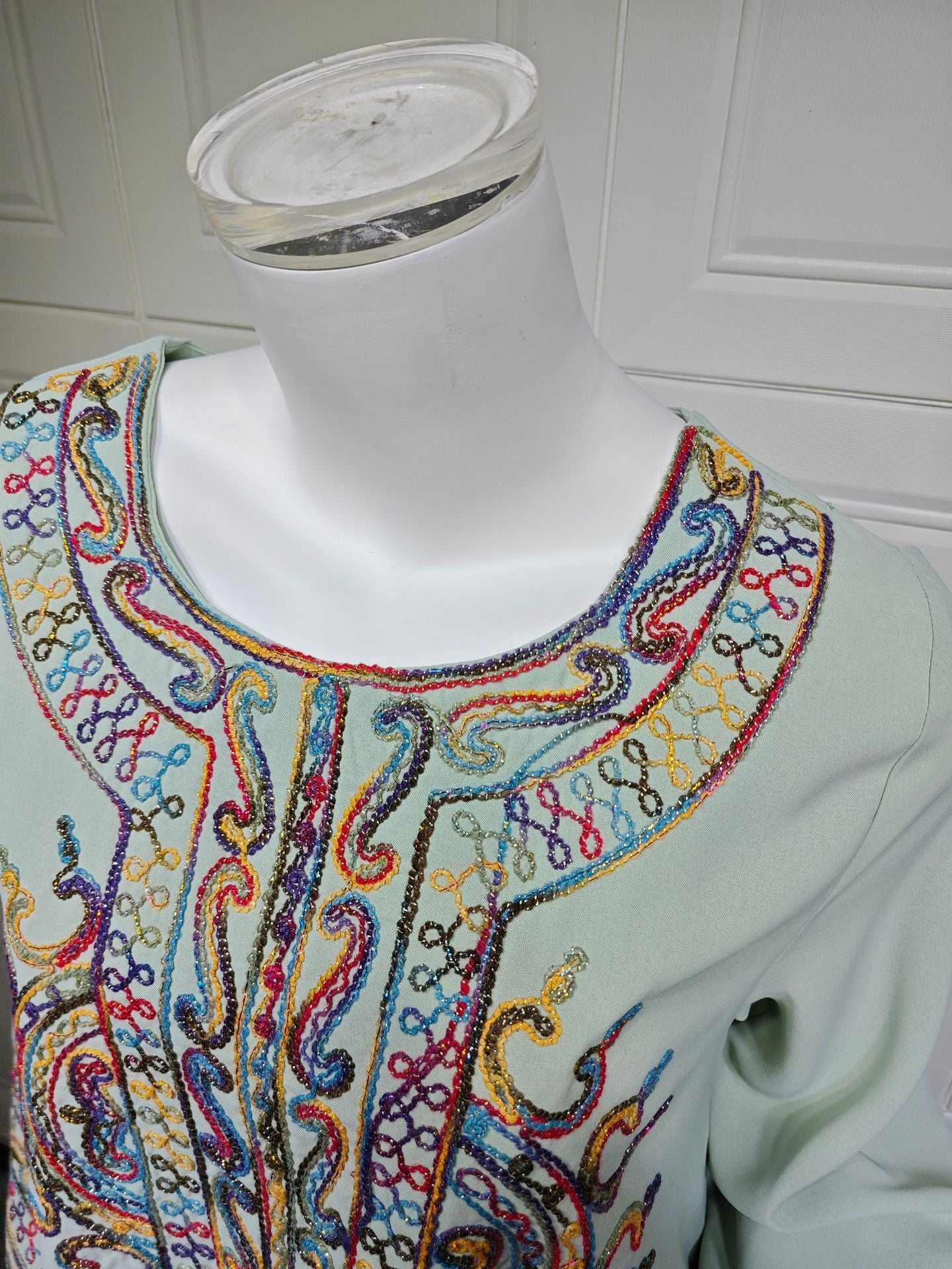 HA6666 Embroidered long wide-sleeved dress | Comfortable fit, easy to wear