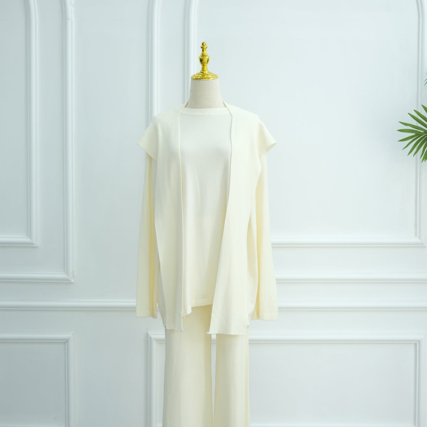 HA6593 Soft knitted home set | Simple solid color two-piece set