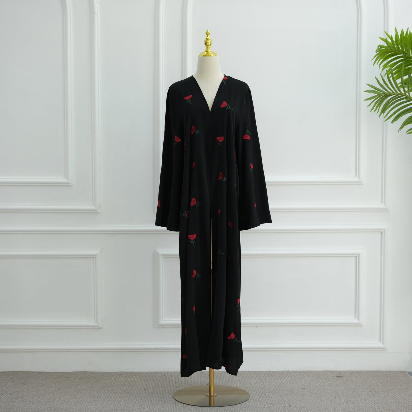 HA6631 Long cardigan with floral embroidery (headscarf optional)