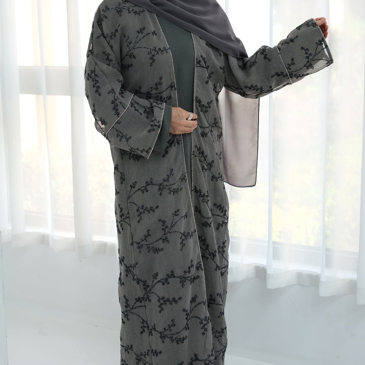 HA6623 Full-body embroidered long cardigan (optional inner layer)