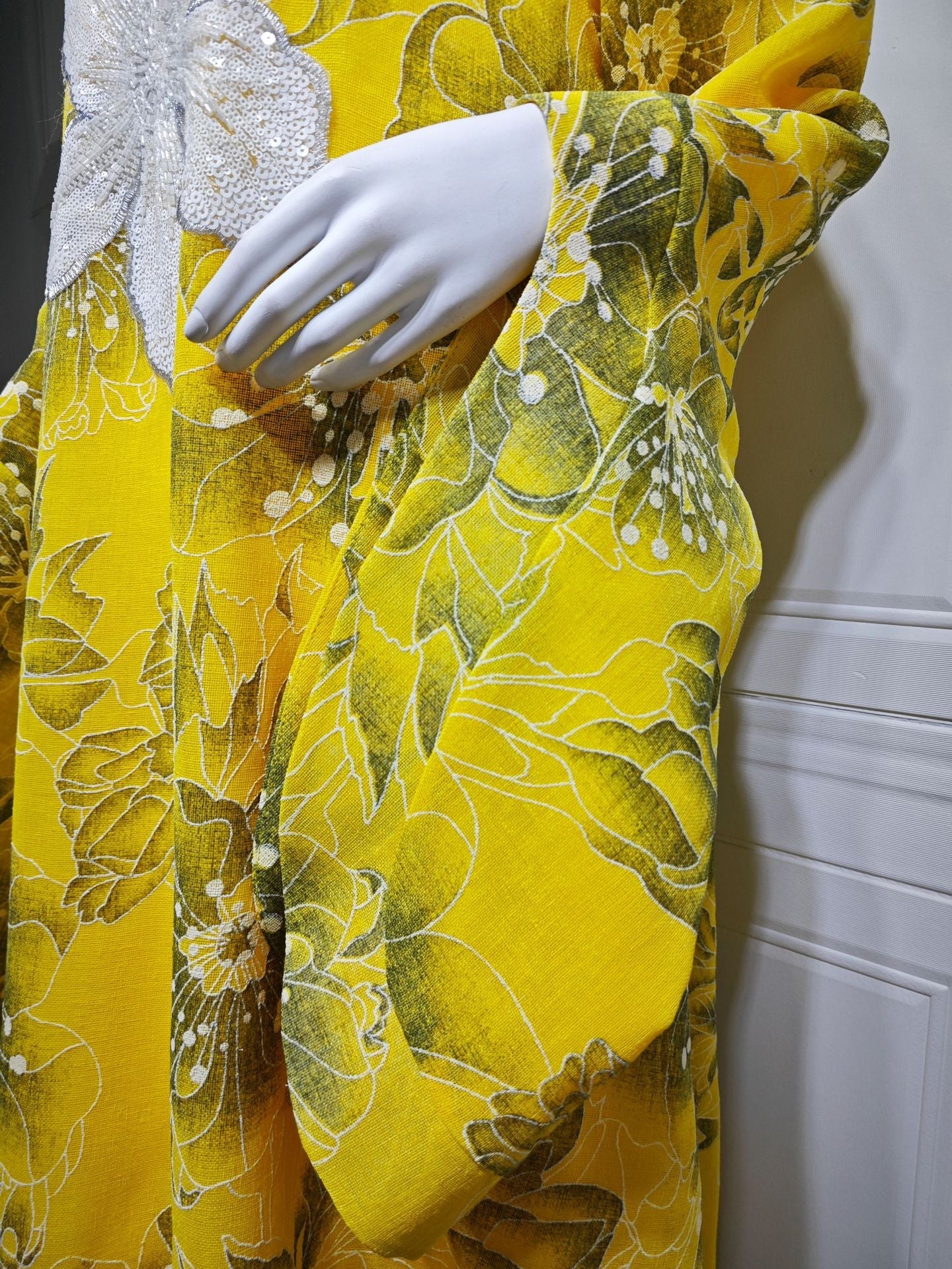 HA6639 Floral Appliqué Embroidered Long Dress