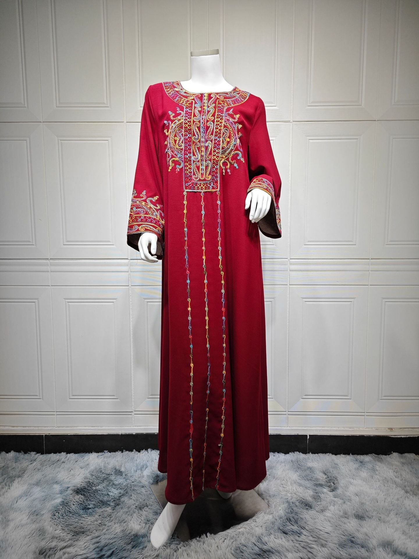 HA6666 Embroidered long wide-sleeved dress | Comfortable fit, easy to wear