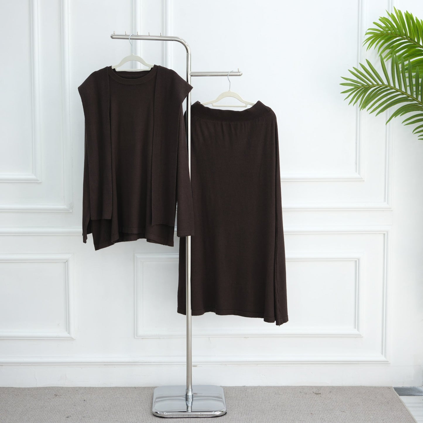 HA6609 Autumn and winter thickened knitted two-piece suit (excluding headscarf)