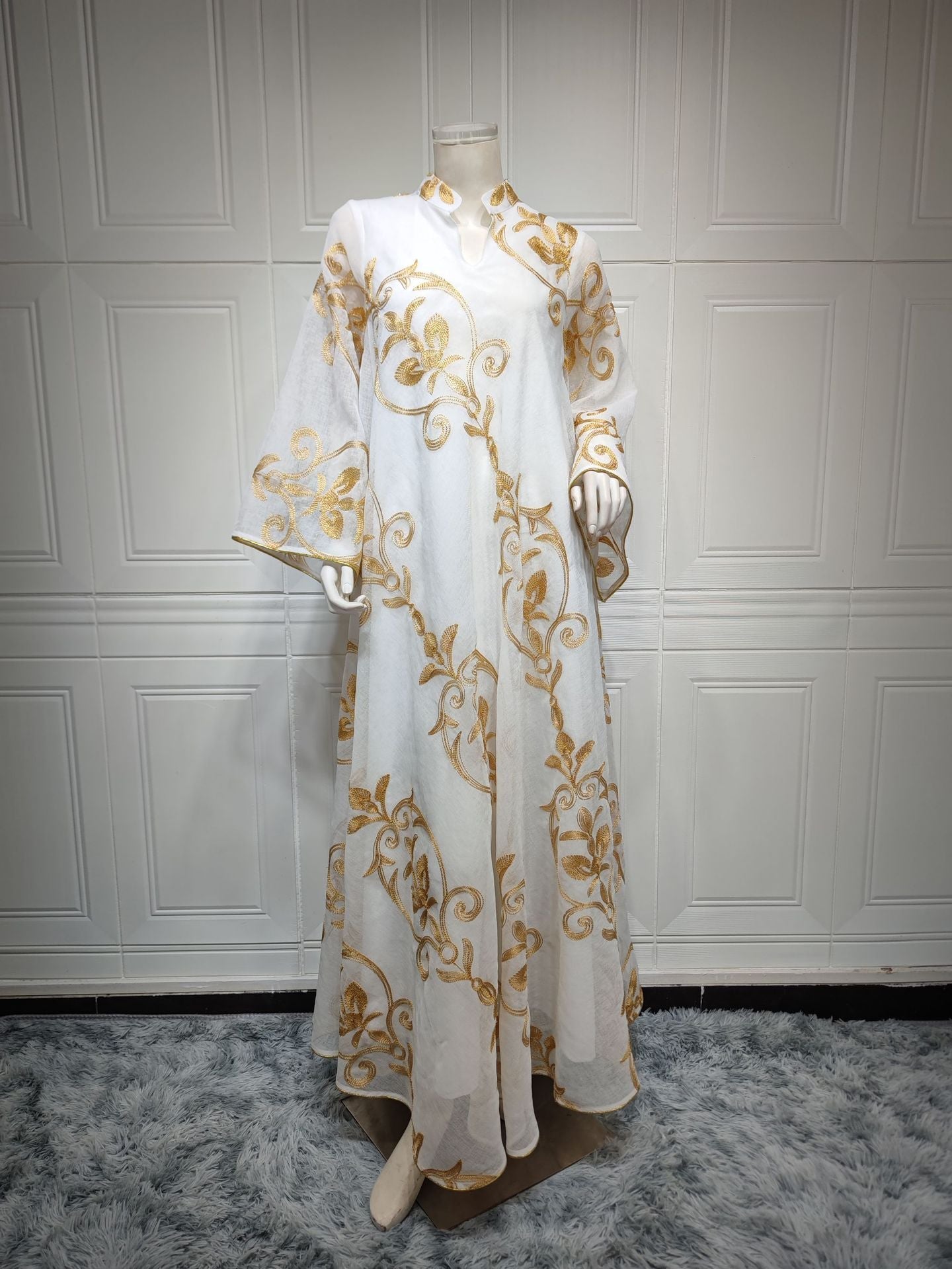 HA6650 Mesh Embroidered Maxi Dress - Elegant and Stylish