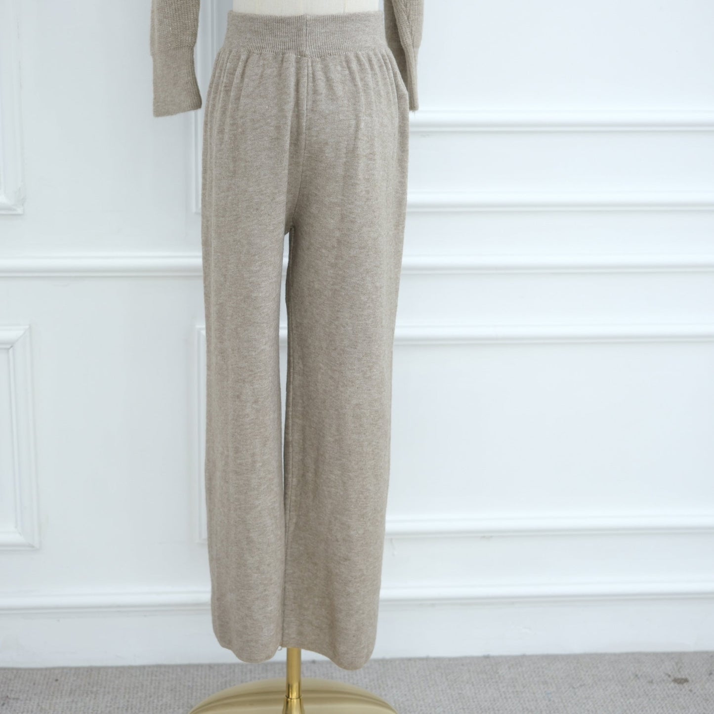 HA6594 Autumn and Winter Thickened Knitted Suit | Simple Solid Color Two-piece Suit