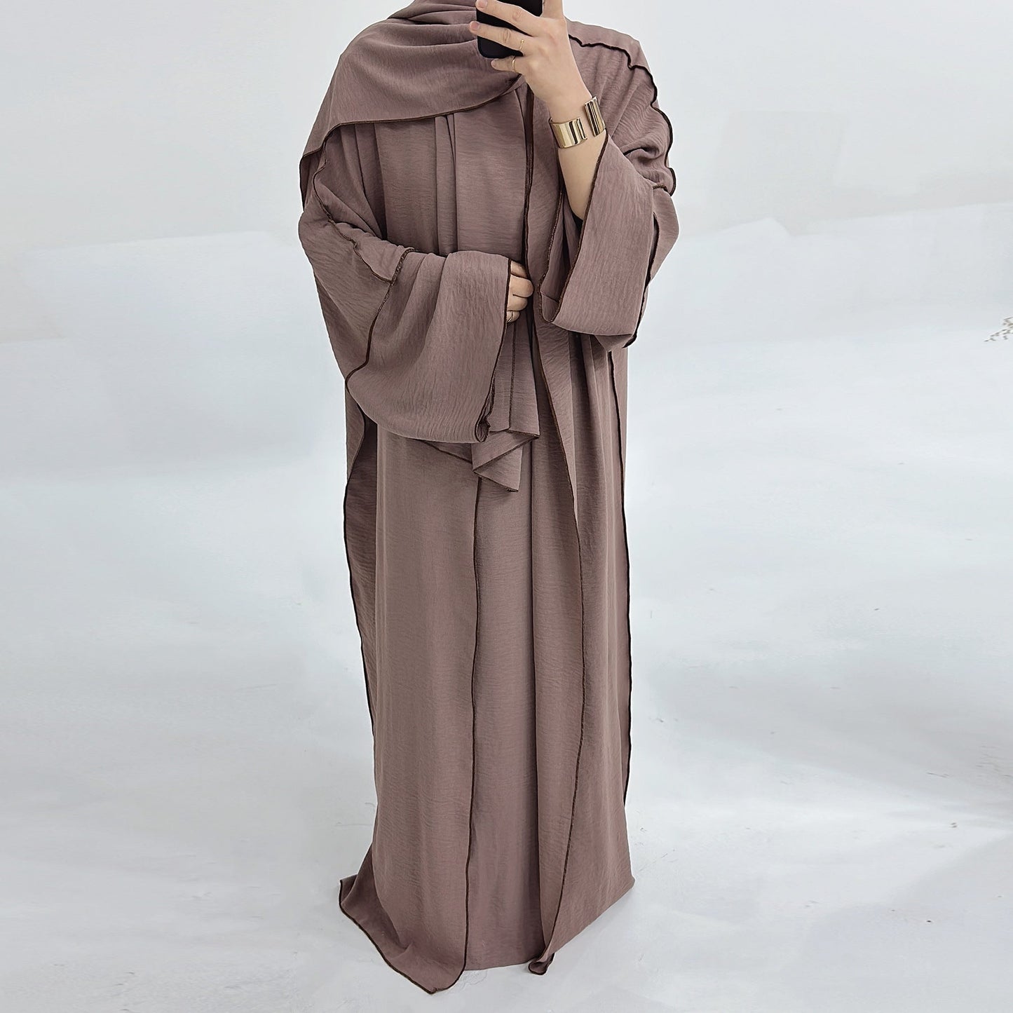 HAYA HA1182 3pcs Set Crepe Inner Dress and Cardigan and Hijab