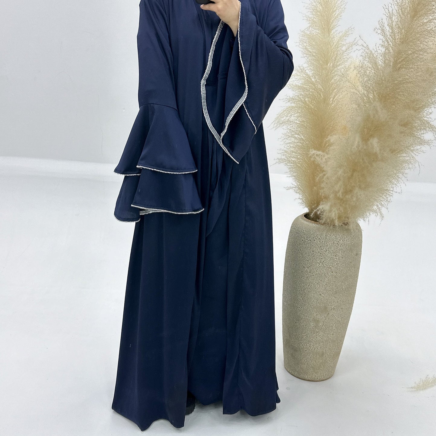 HAYA HA1188 3pcs Set Satin Cardigan+Inner Dress+Special Belt