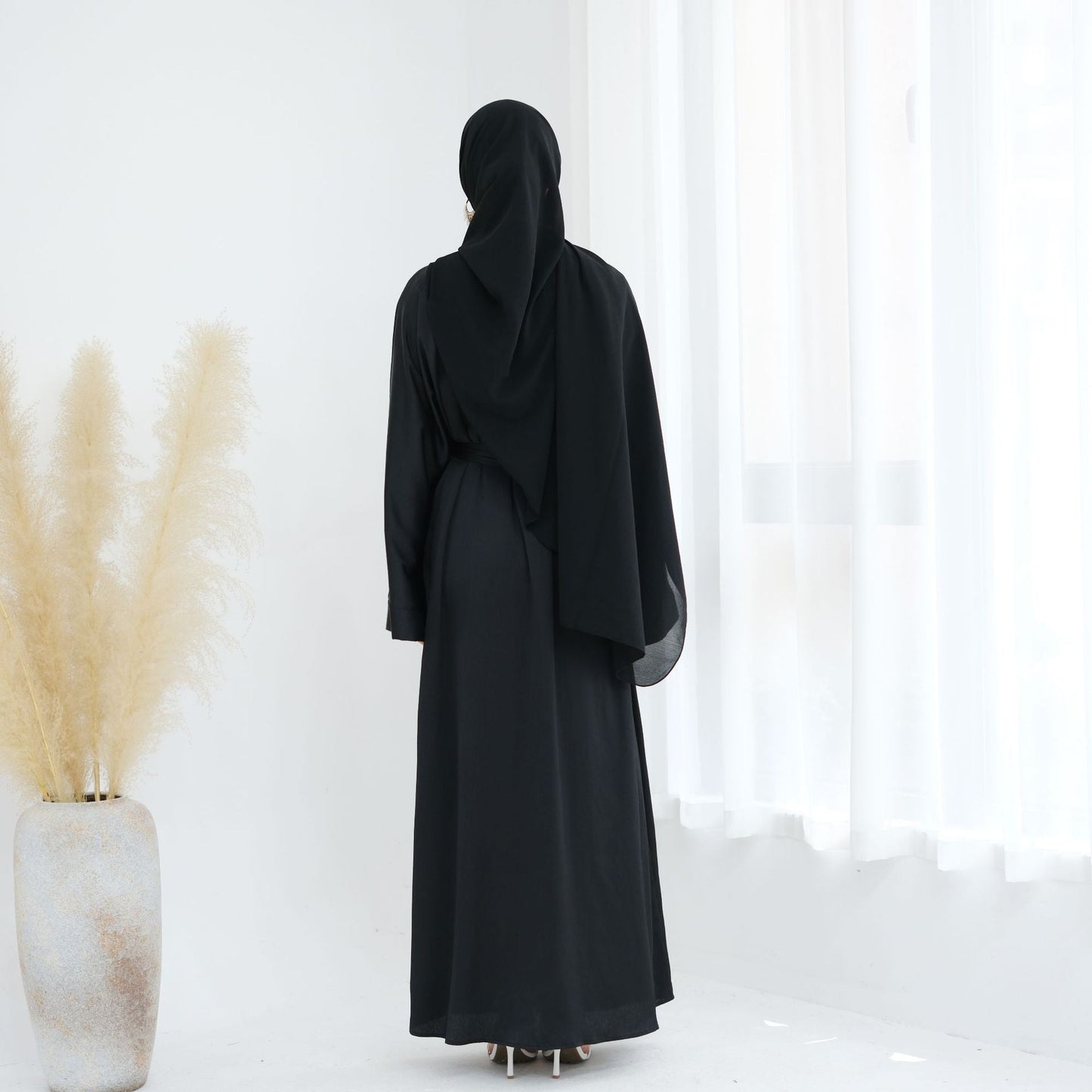HA6624 Abaya Cardigan with Beaded Lace-up