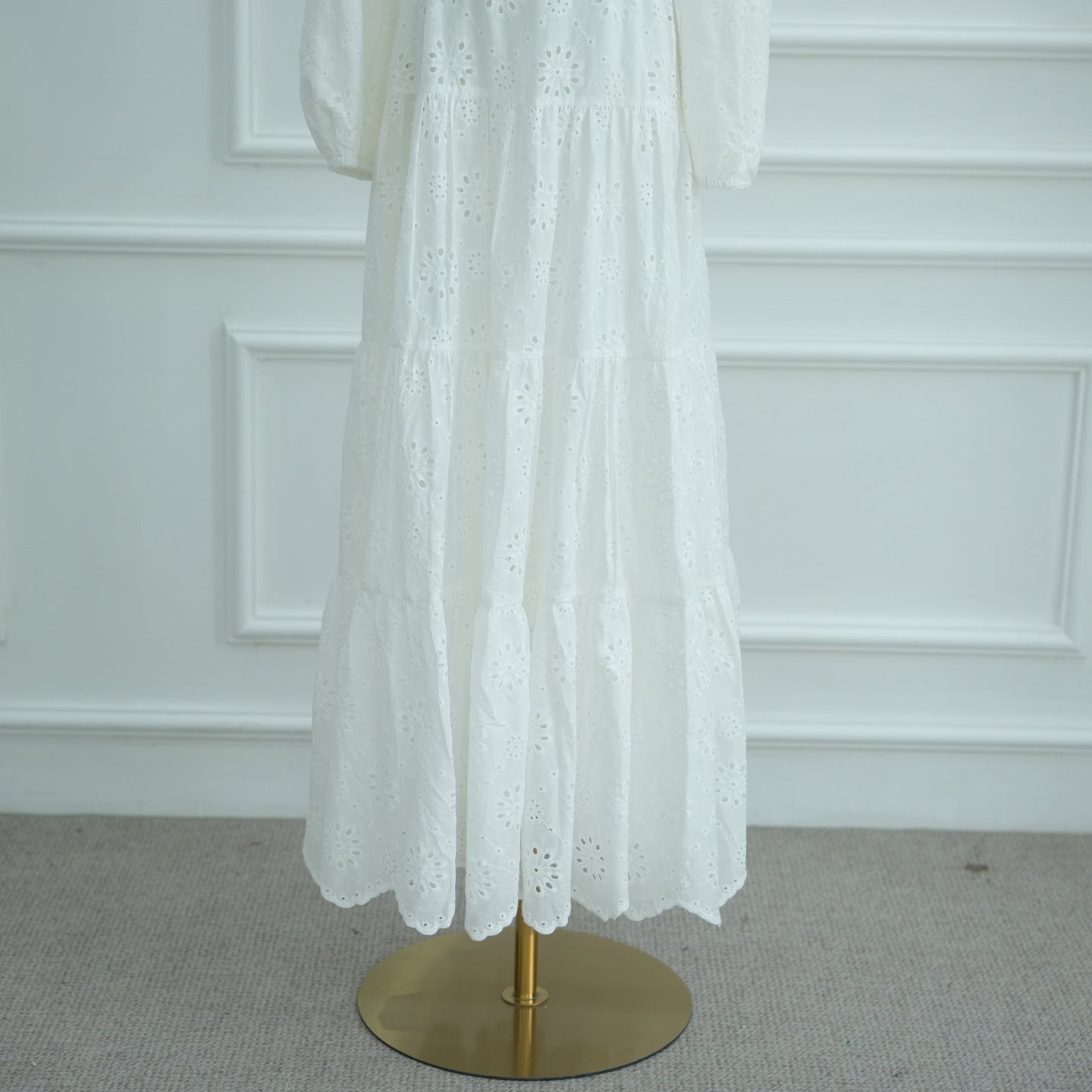 HA6630 Cotton embroidered flower long dress