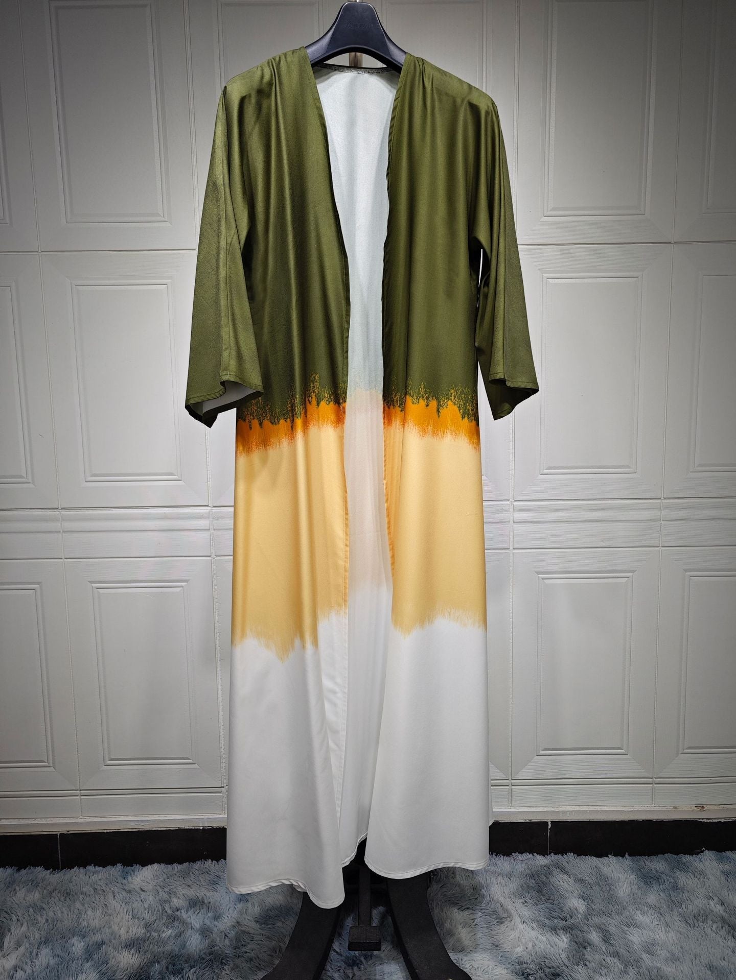 HAYA HA1096 Muslim Tie-dyed Cloak Cardigan Dress Abaya