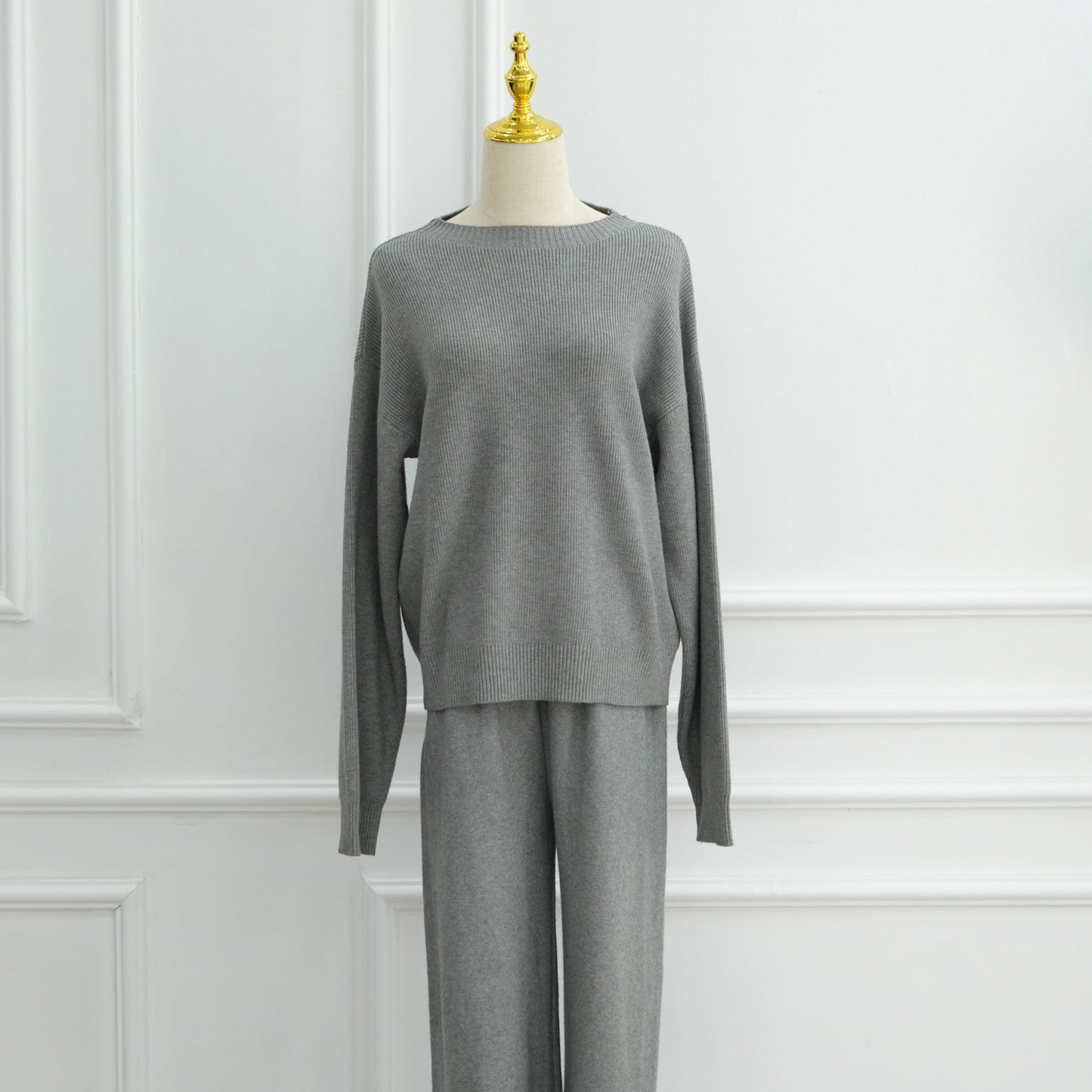 HA6595 Autumn and Winter Thickened Knitted Suit (Not Including Headscarf) | Simple Solid Color Two-Piece Suit