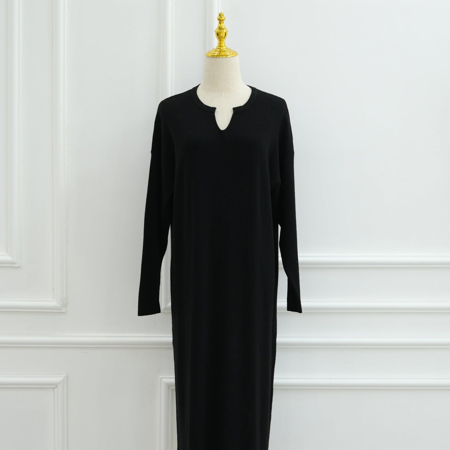 HA6598 Autumn and Winter Knitted Dress, Long Solid Color (headscarf Not Included)