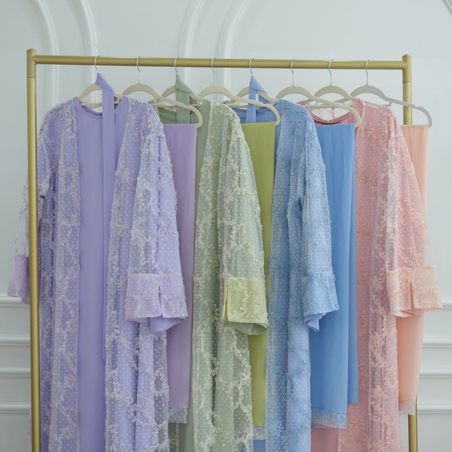 HA6622 3D flower mesh cardigan (optional headscarf and inner layer)