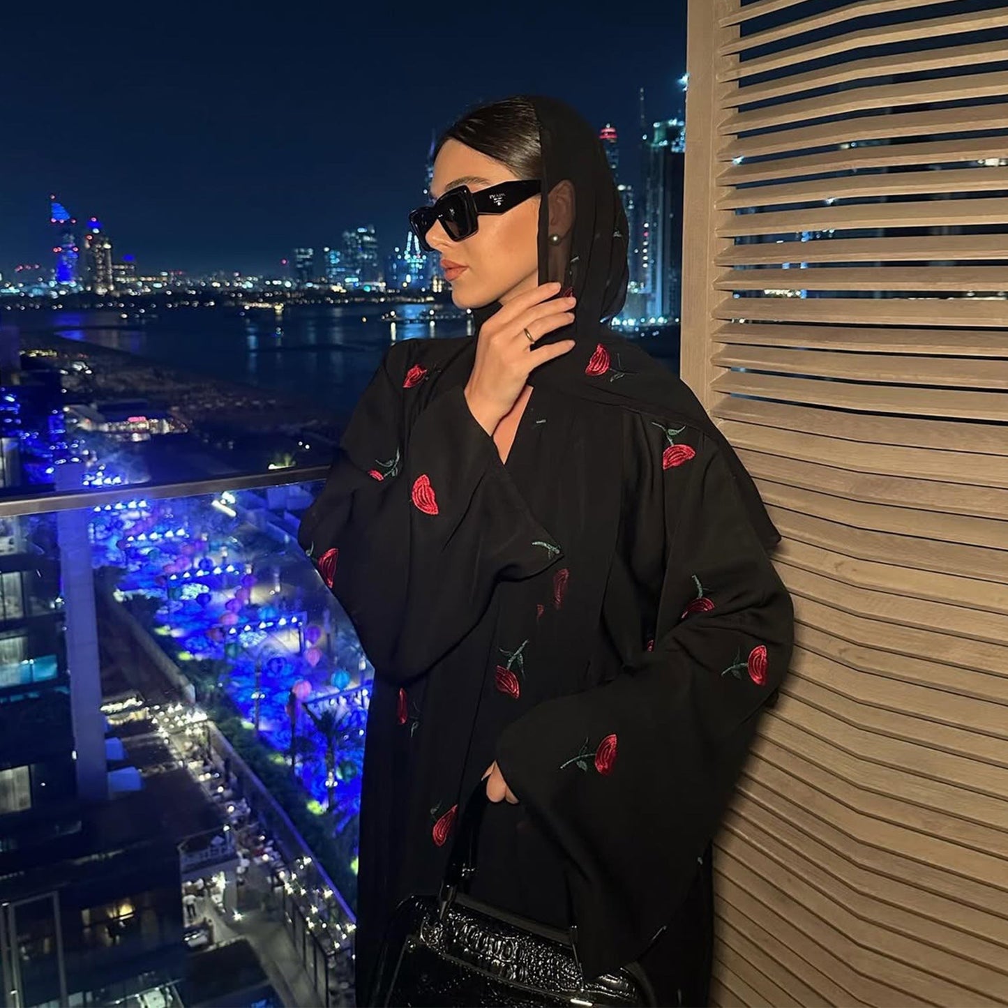 HA6631 Long cardigan with floral embroidery (headscarf optional)