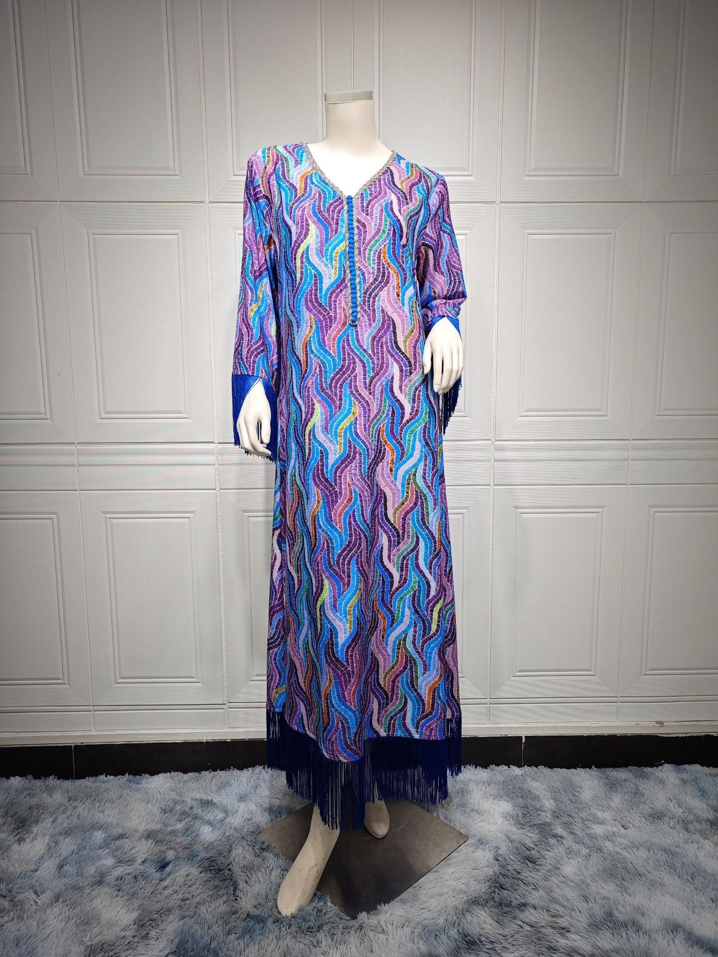 HAYA HAYA0521 Middle East Arab Dubai Muslim Robe Ladies Printed Casual Jalabiya Ethnic Clothing