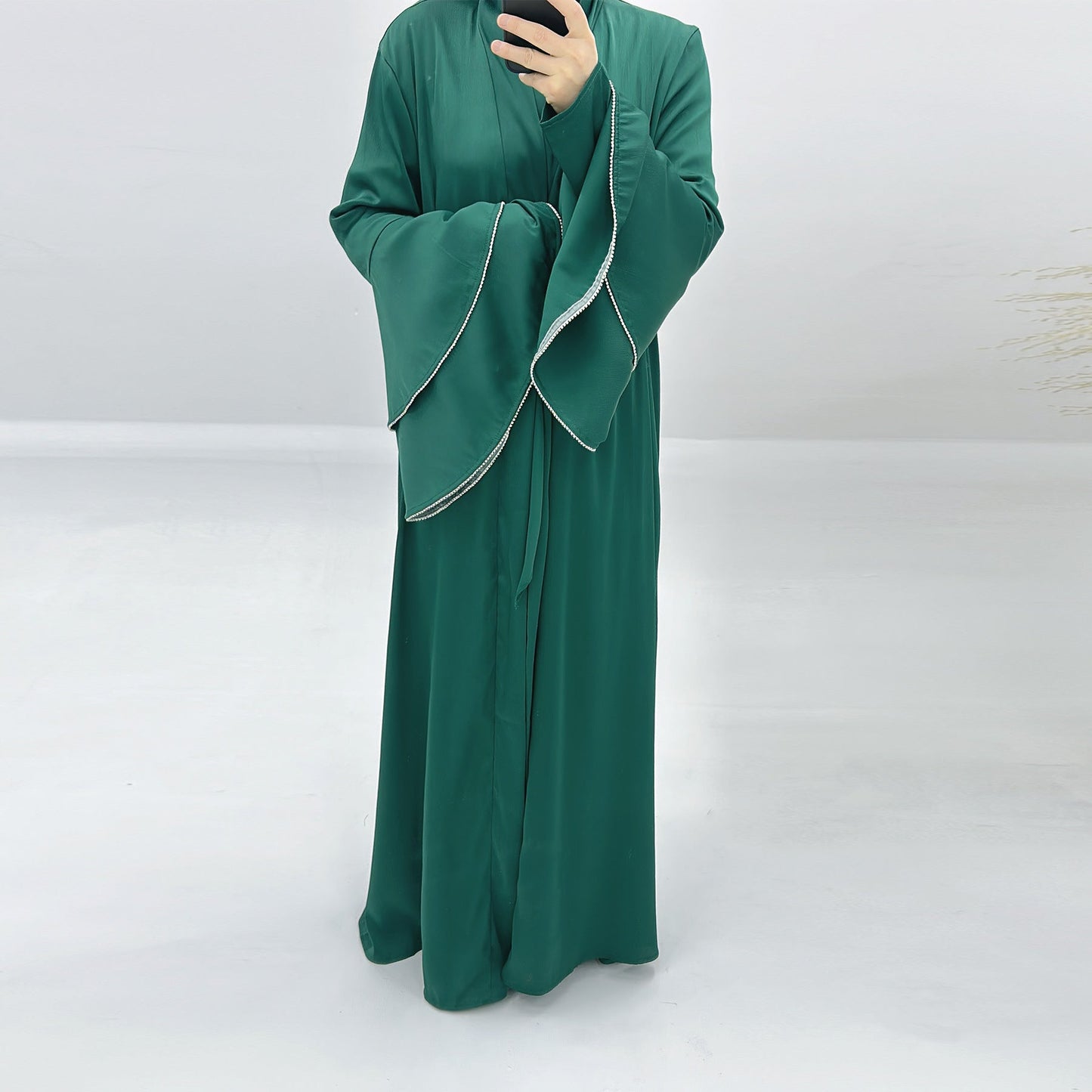 HAYA HA1188 3pcs Set Satin Cardigan+Inner Dress+Special Belt