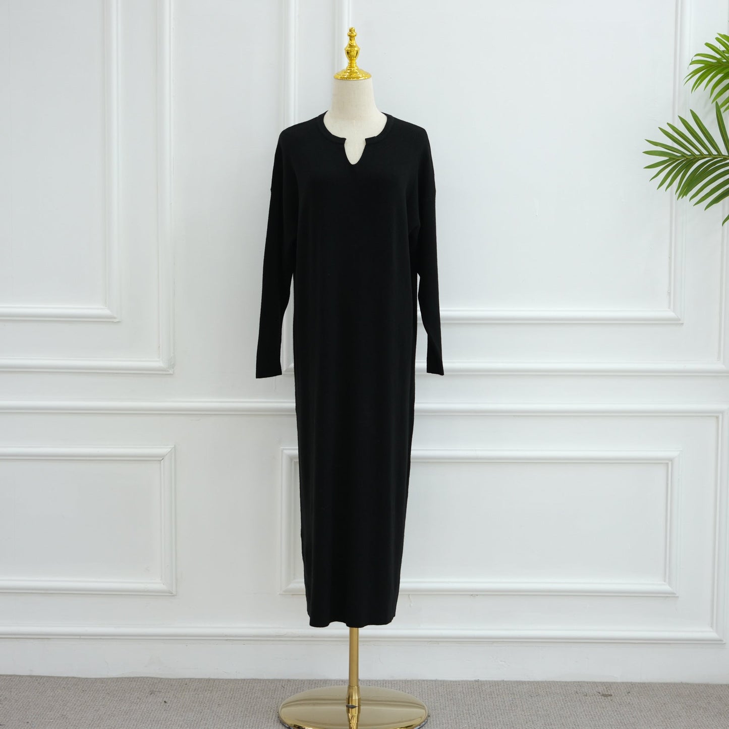 HA6598 Autumn and Winter Knitted Dress, Long Solid Color (headscarf Not Included)