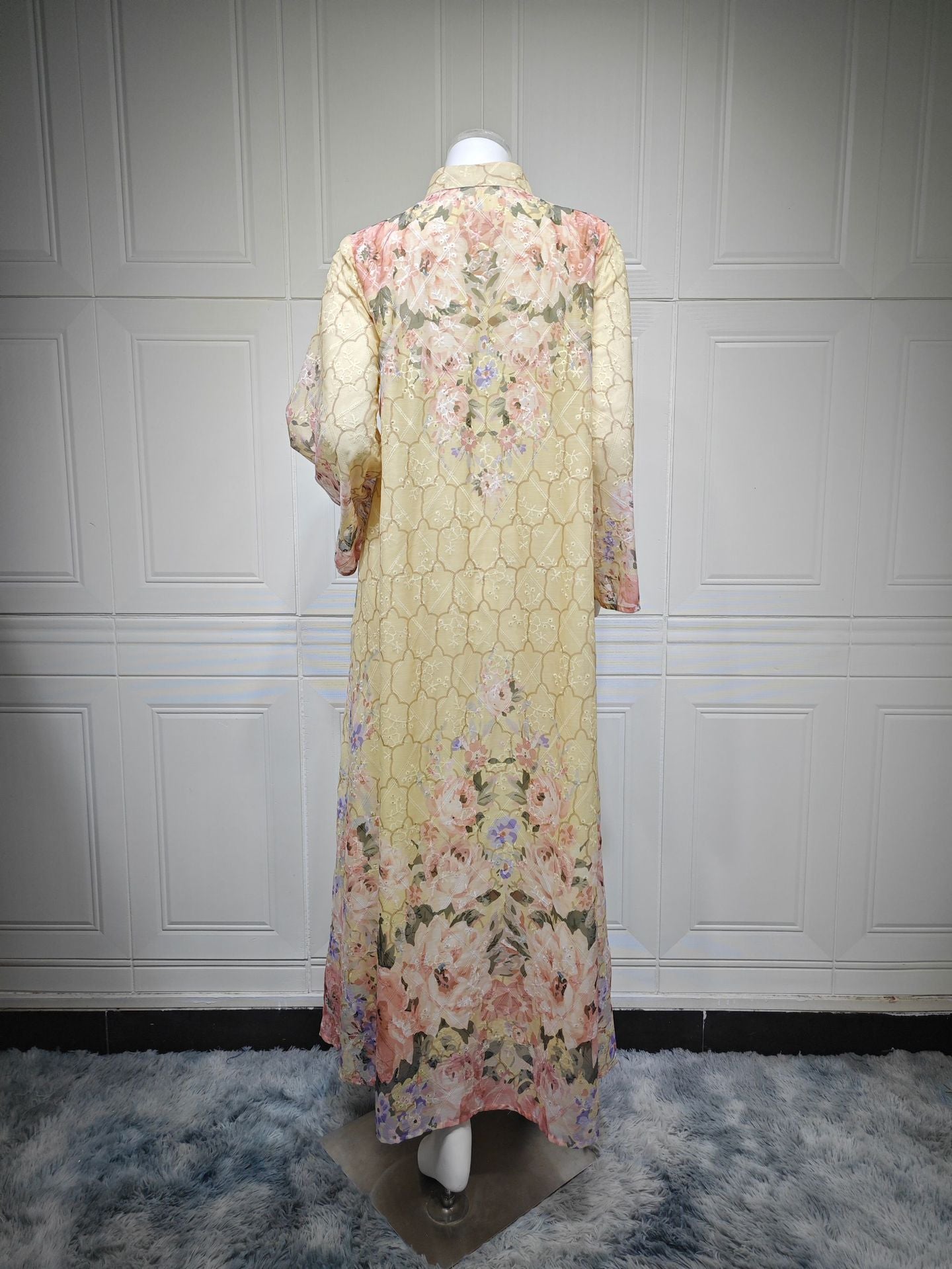 HA6636 Floral Print Embroidered Long Dress