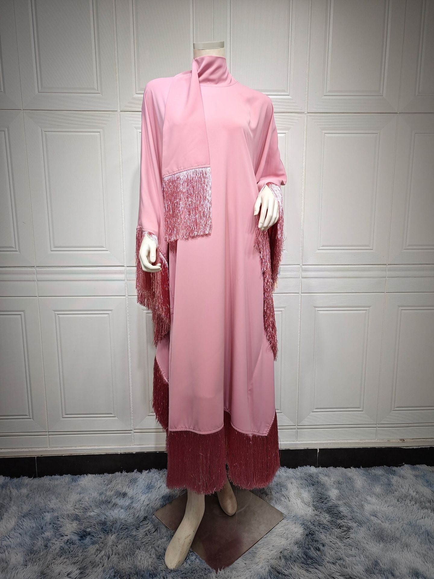 HAYA0467 Ladies Dolman Sleeve Tassel Kaftan High Fashion Dress modest party dress