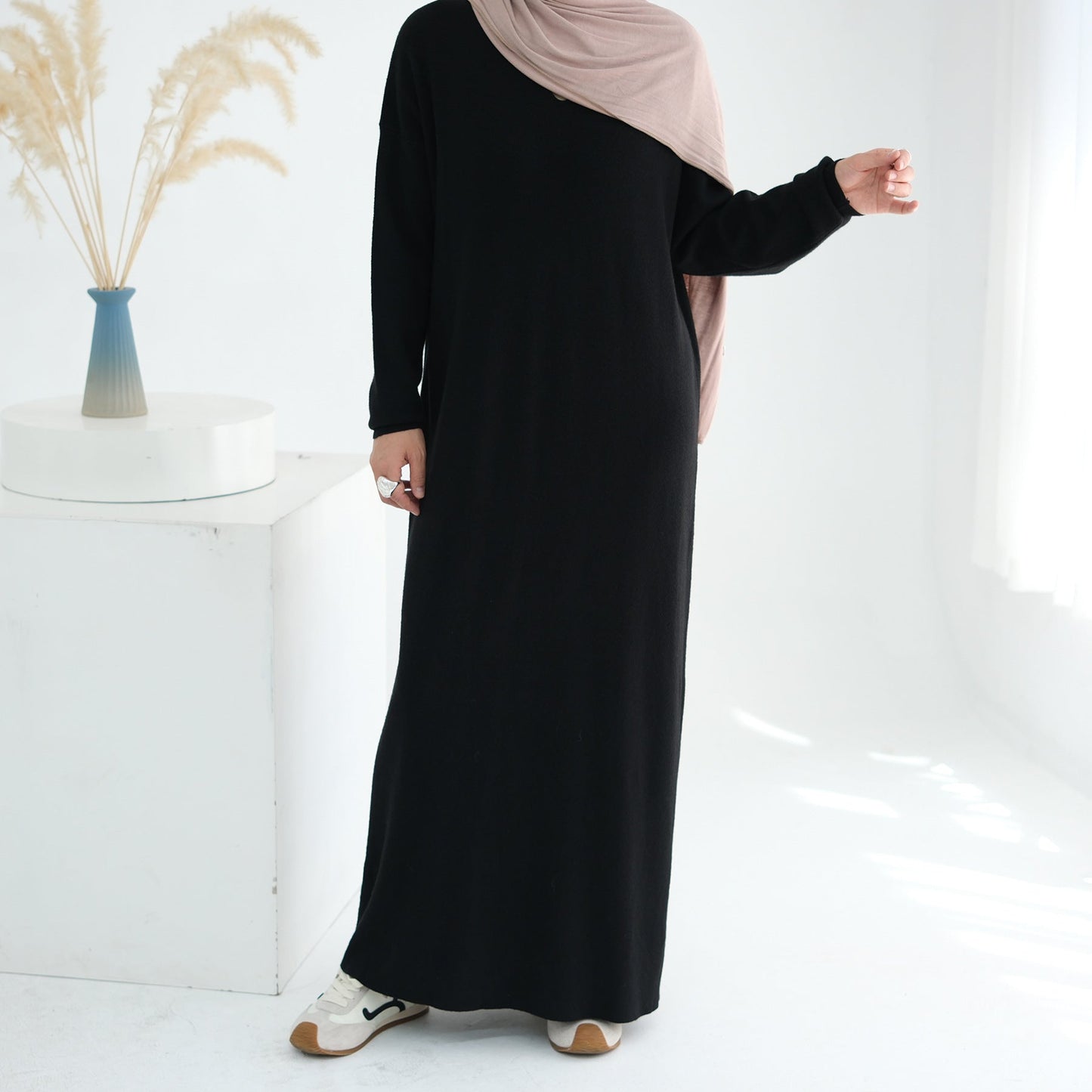 HA6598 Autumn and Winter Knitted Dress, Long Solid Color (headscarf Not Included)