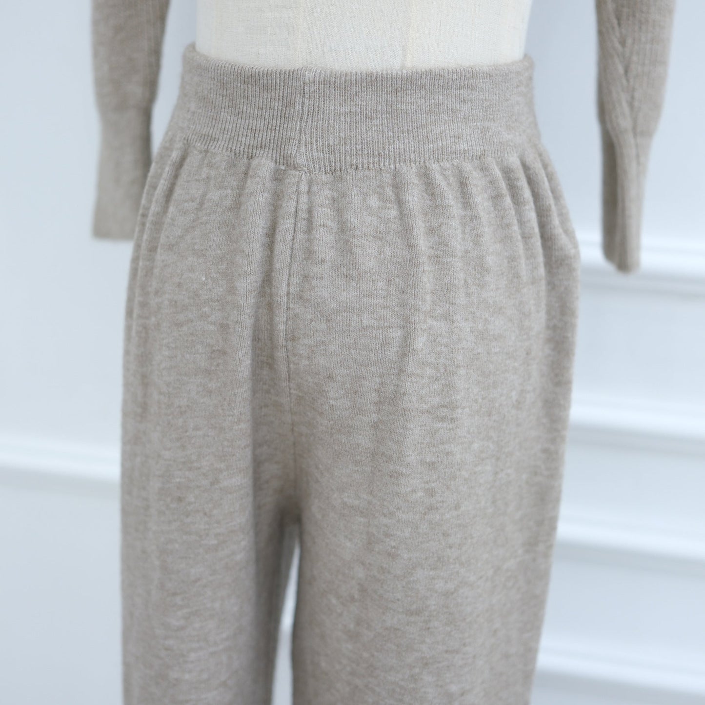 HA6594 Autumn and Winter Thickened Knitted Suit | Simple Solid Color Two-piece Suit