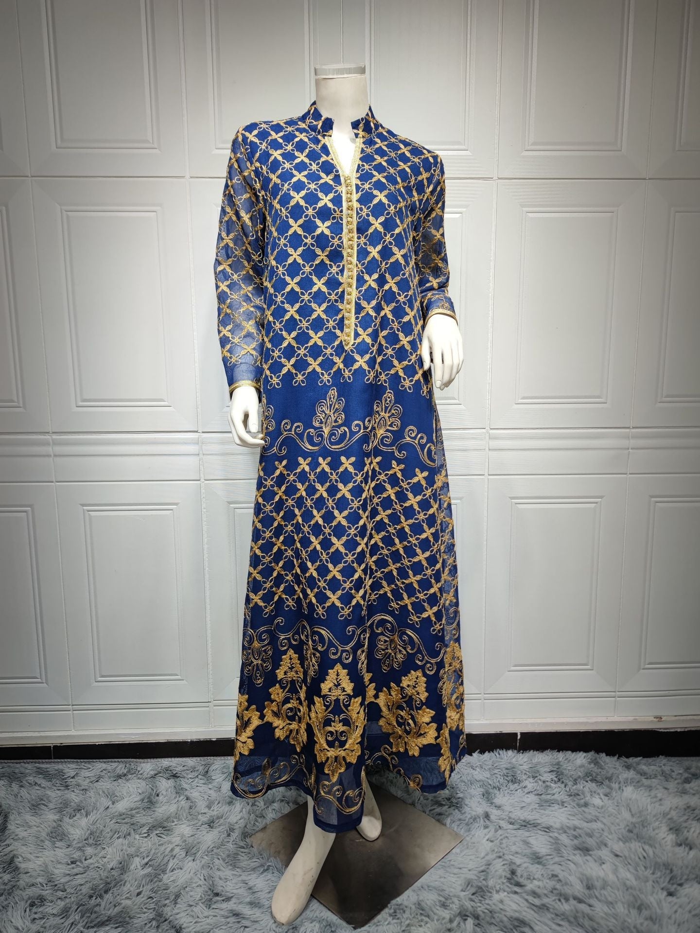HA6640 Elegant Openwork Embroidered Abaya Long Dress