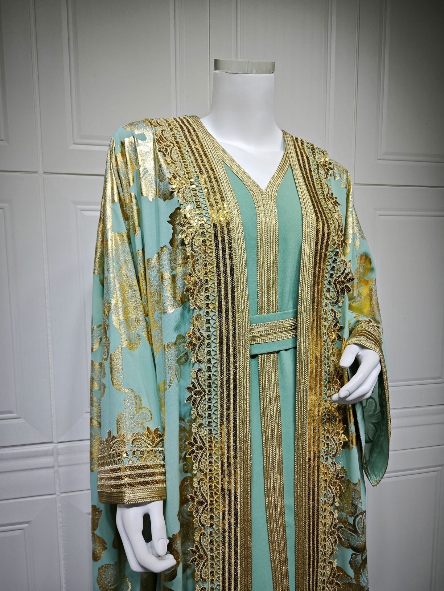 HA6643 Two-piece robe dress with gold foil stamping