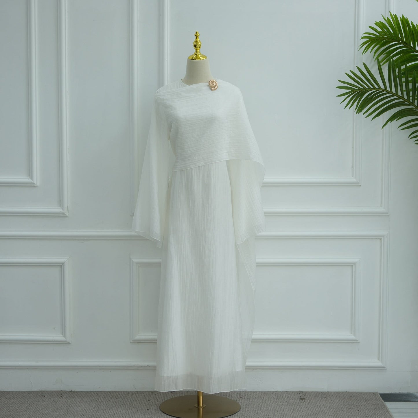 HA6629 Design Solid Color Double Layer Dress