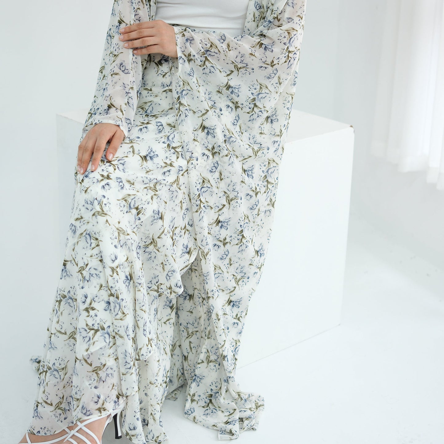 HA6580 Printed cardigan and skirt two-piece set