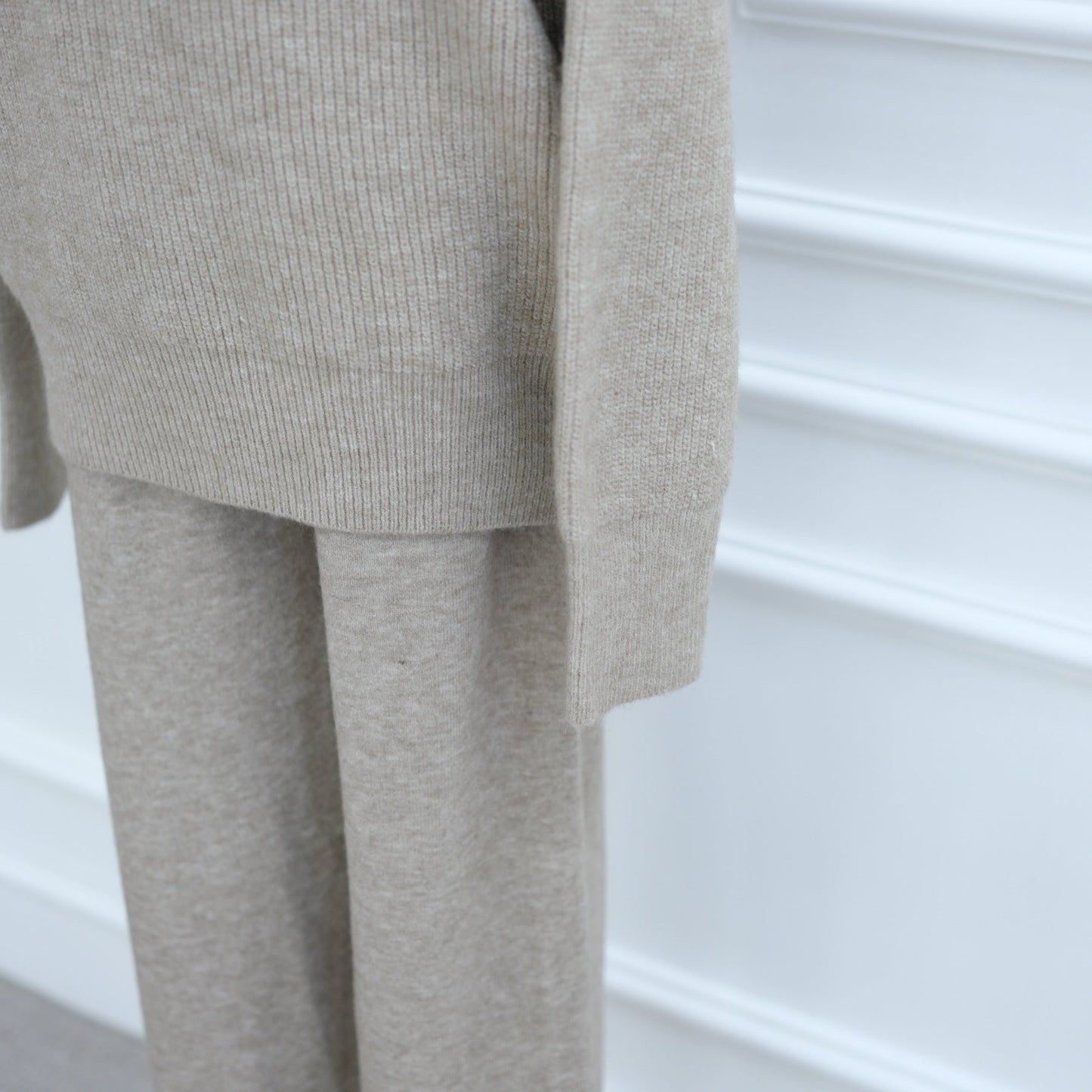 HA6594 Autumn and Winter Thickened Knitted Suit | Simple Solid Color Two-piece Suit