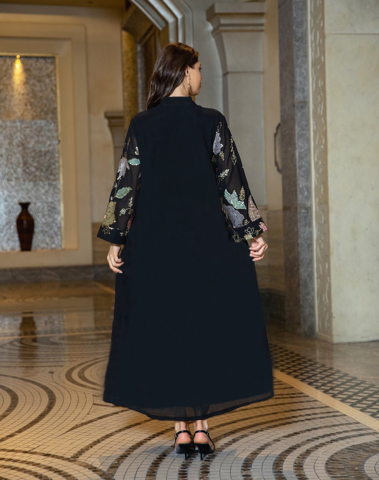 HA6649 Sequined Embroidered Tassel Long Robe, Elegant and Sophisticated Dress