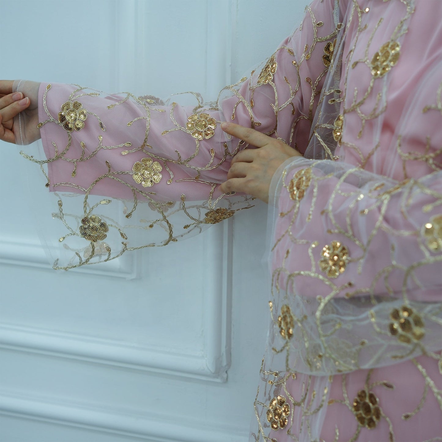 HA6627 Gold hook flower embroidered cardigan (with optional inner wear)