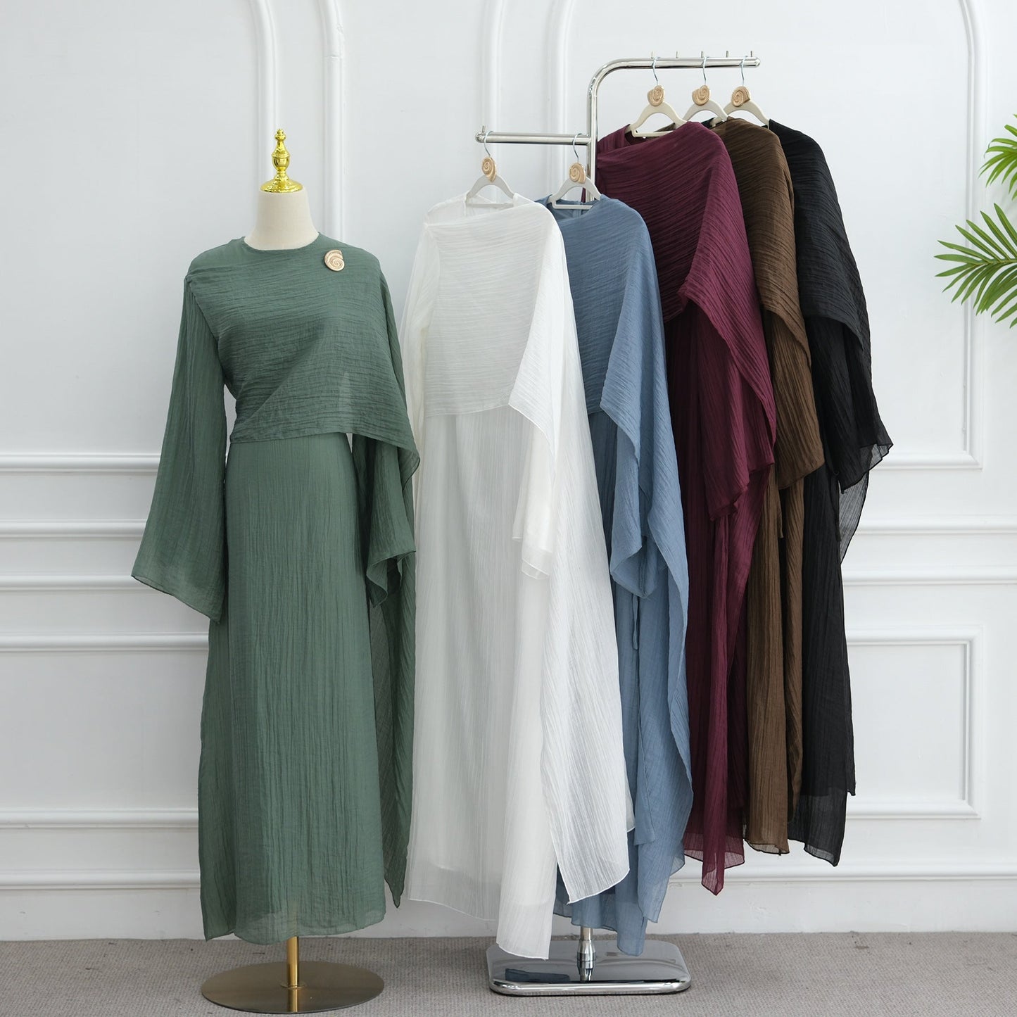 HA6629 Design Solid Color Double Layer Dress
