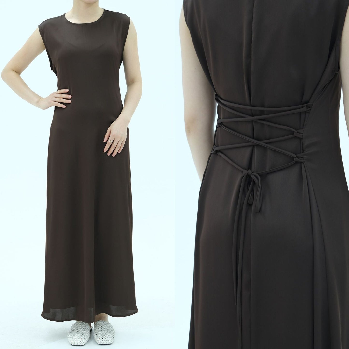 HA6620 Sleeveless Back Tie Dress (One-Piece)