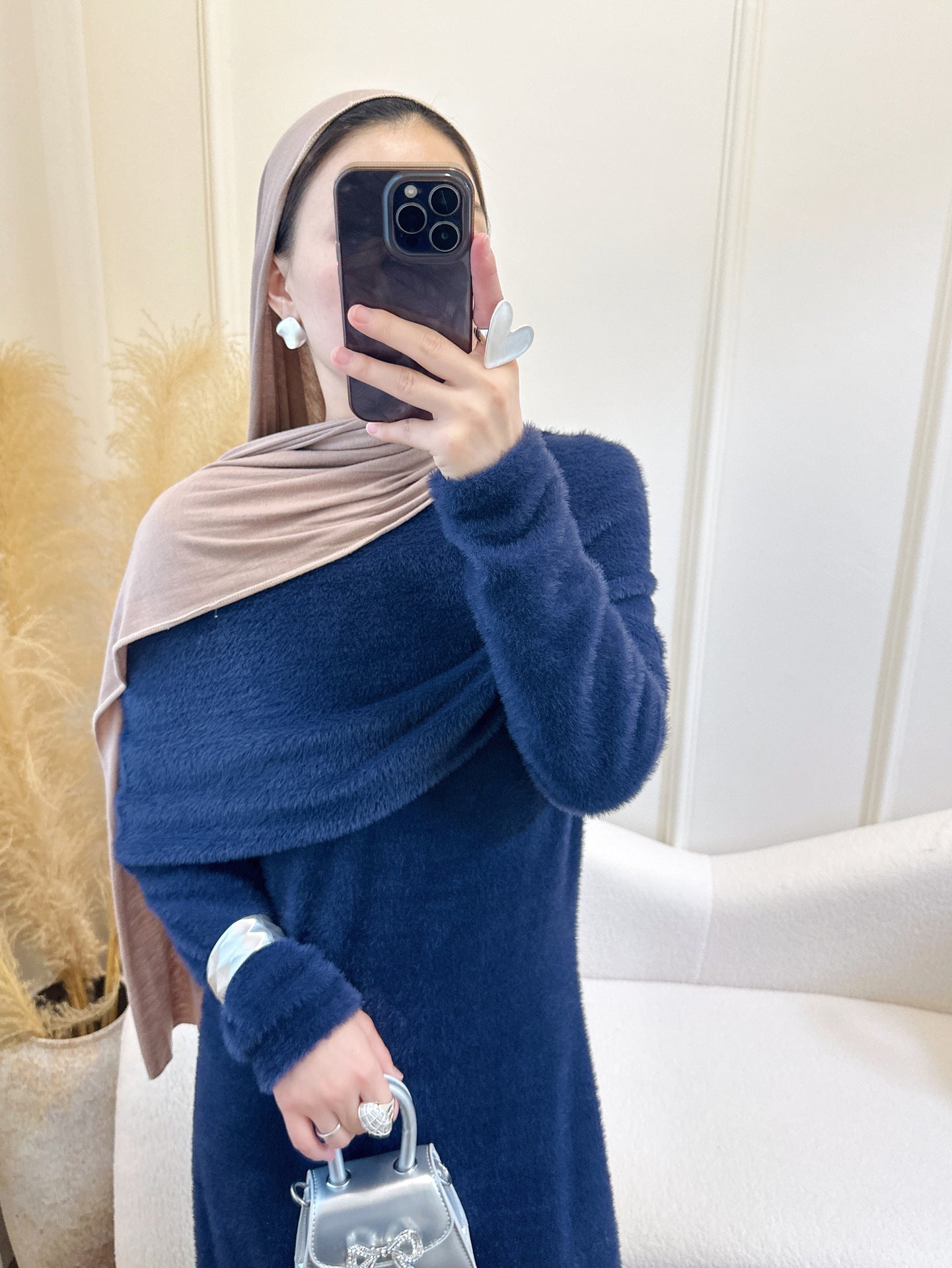 HA6604  Slim-fit Knit Sweater Two-piece Set with Shawl Design (headscarf Optional)