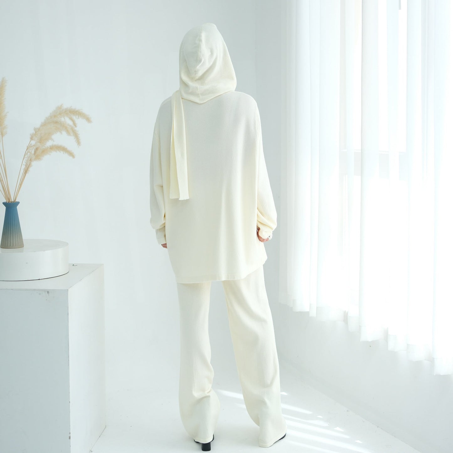 HA6593 Soft knitted home set | Simple solid color two-piece set