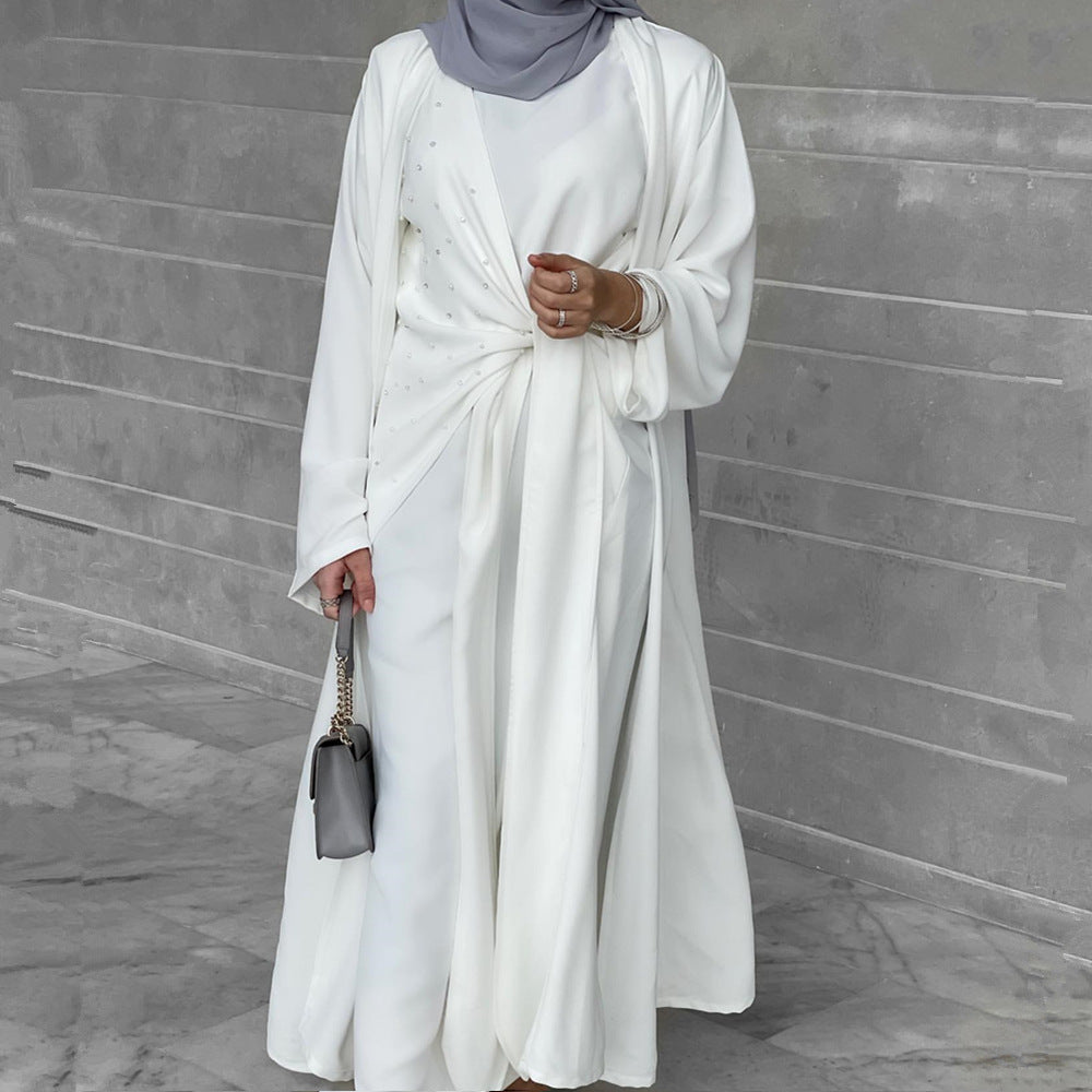HAYA HAYA1012 2pcs Set Solid Color Cardigan+Inner Dress