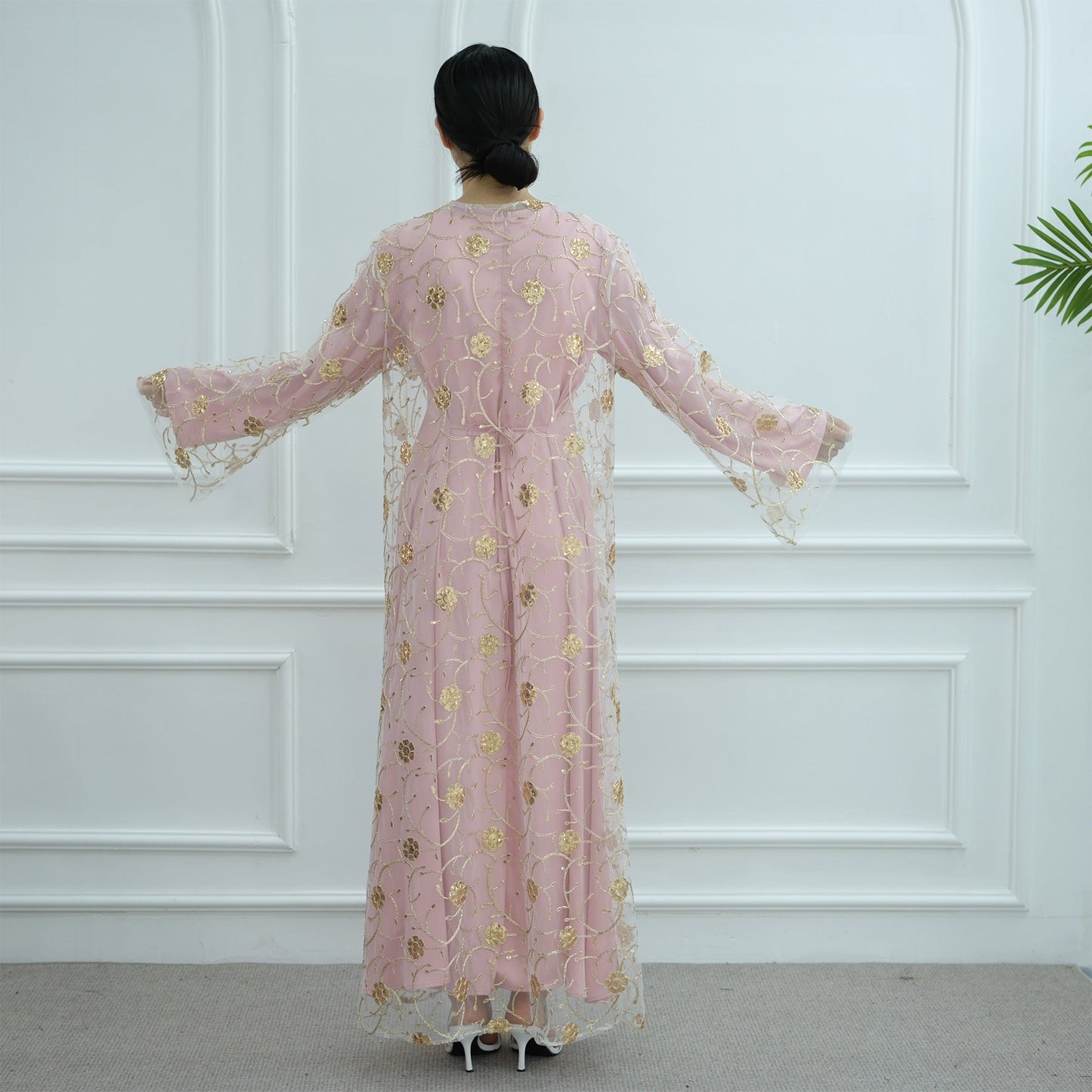 HA6627 Gold hook flower embroidered cardigan (with optional inner wear)