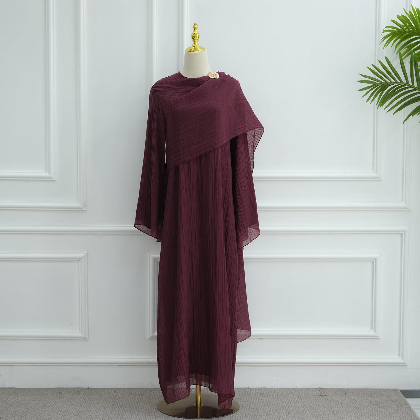 HA6629 Design Solid Color Double Layer Dress