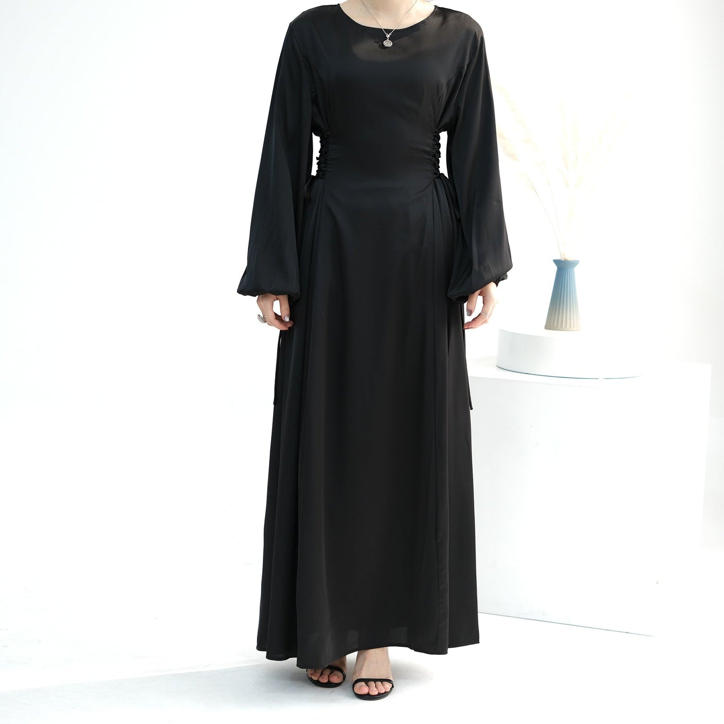 HAYA HAYA0991 Solid Color High-necked Slim Elegant Dress