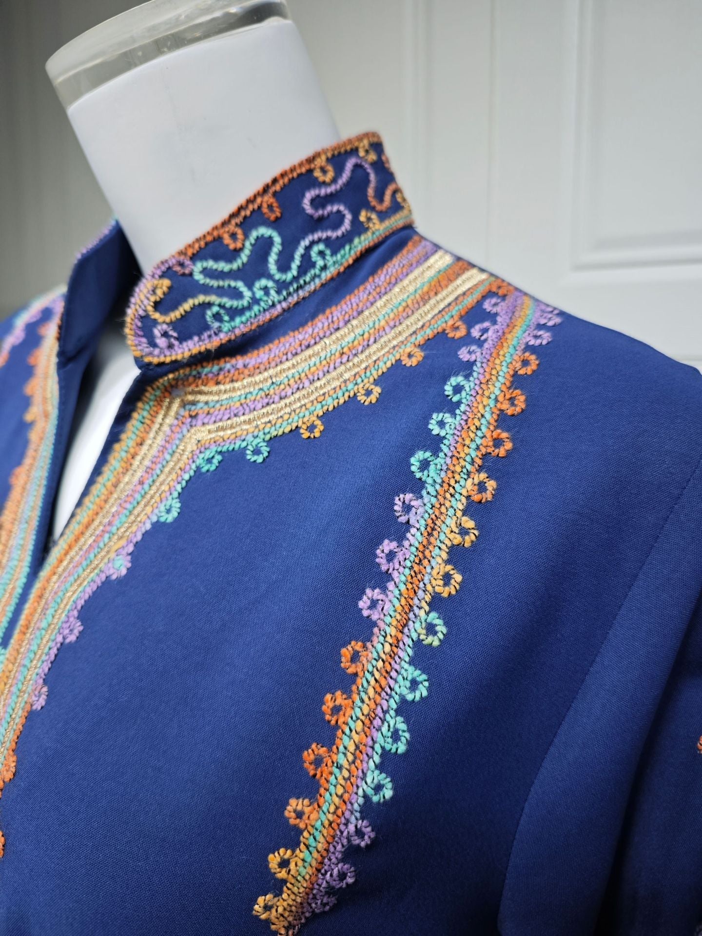 HA6661 Rope Embroidery Pullover Robe Dress, Long Sleeves, Loose Fit.