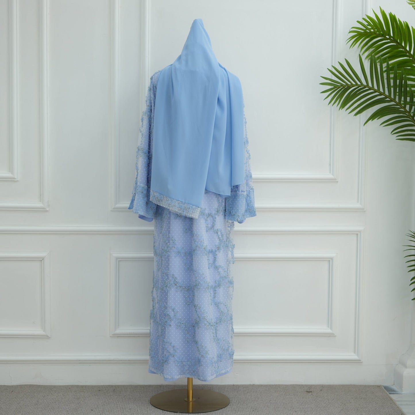 HA6622 3D flower mesh cardigan (optional headscarf and inner layer)