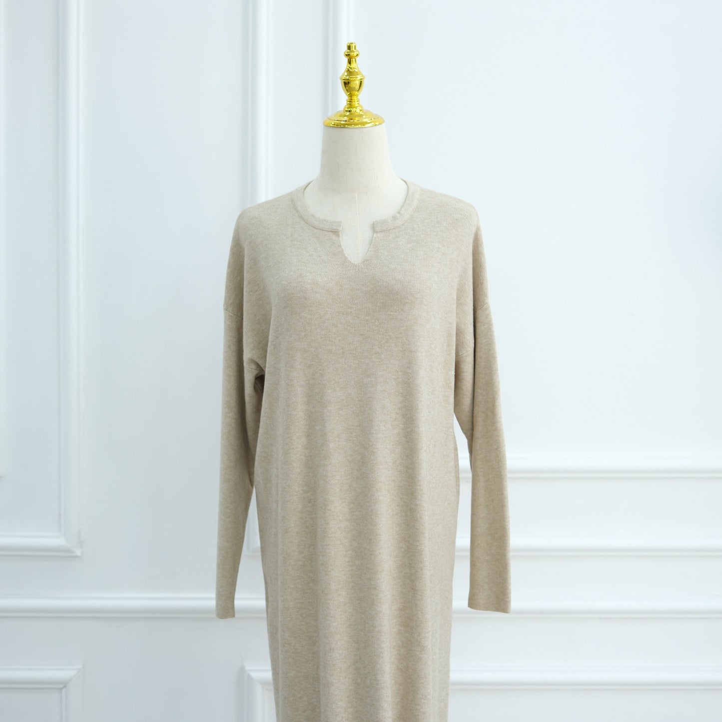 HA6598 Autumn and Winter Knitted Dress, Long Solid Color (headscarf Not Included)
