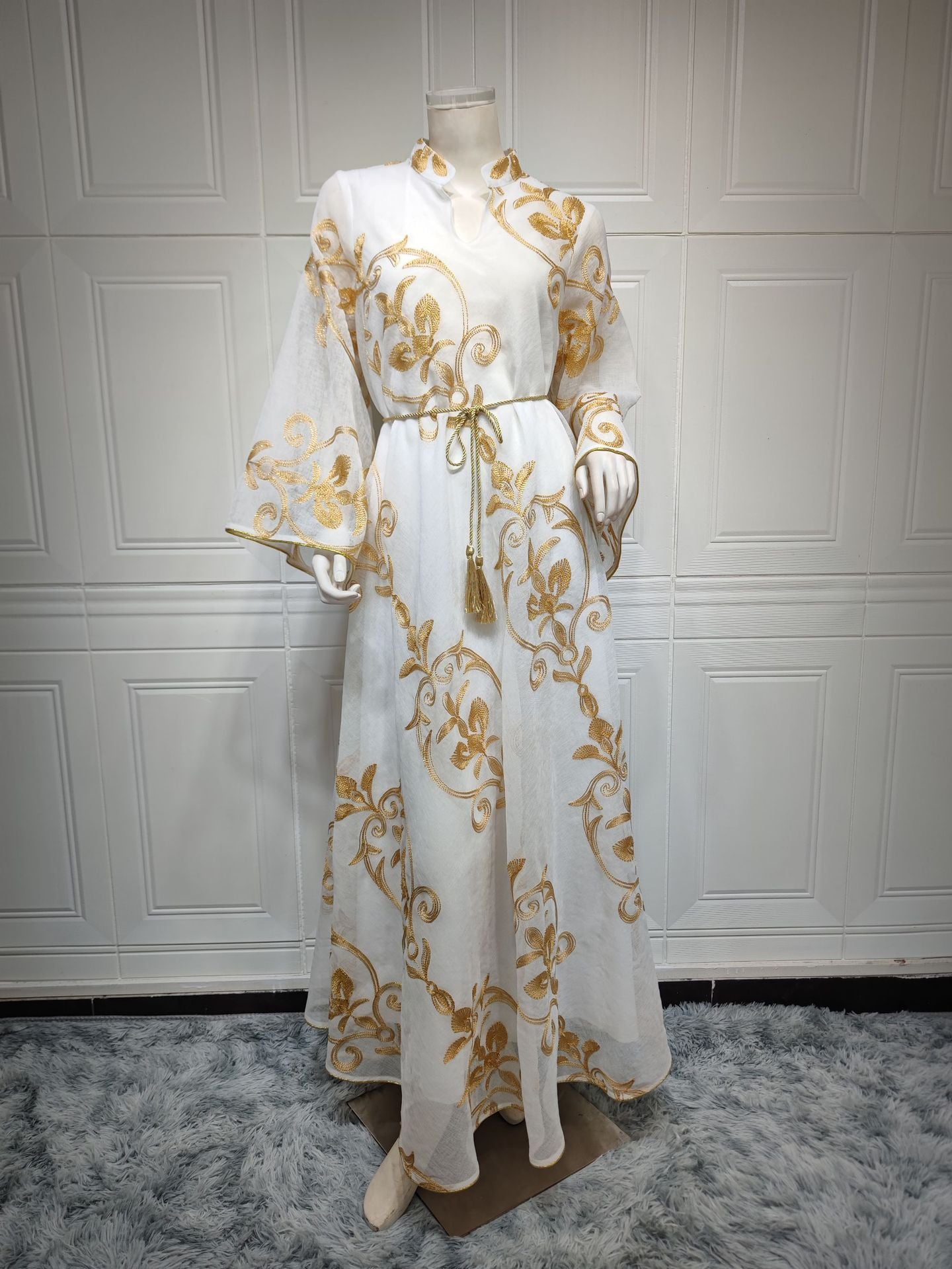 HA6650 Mesh Embroidered Maxi Dress - Elegant and Stylish