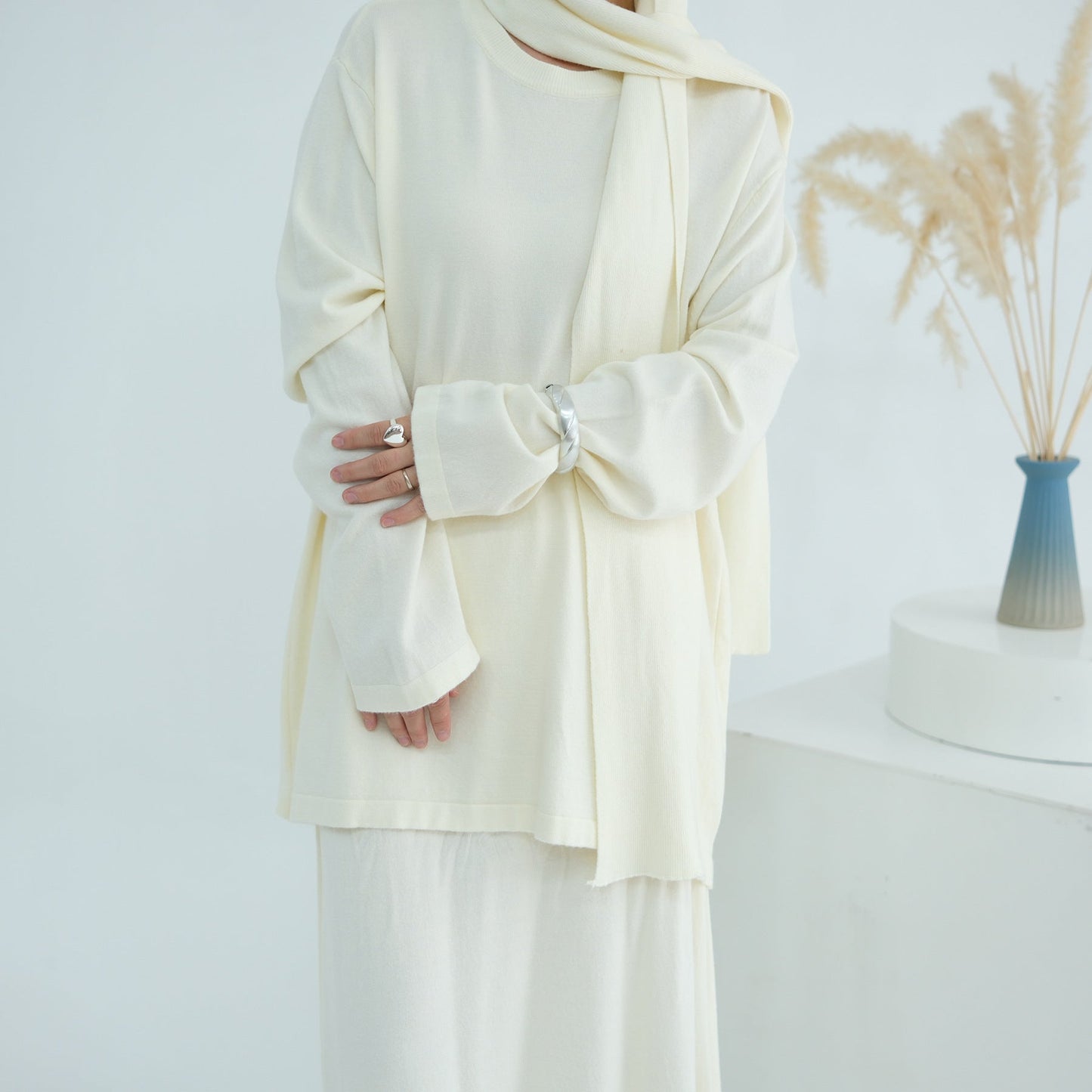 HA6609 Autumn and winter thickened knitted two-piece suit (excluding headscarf)