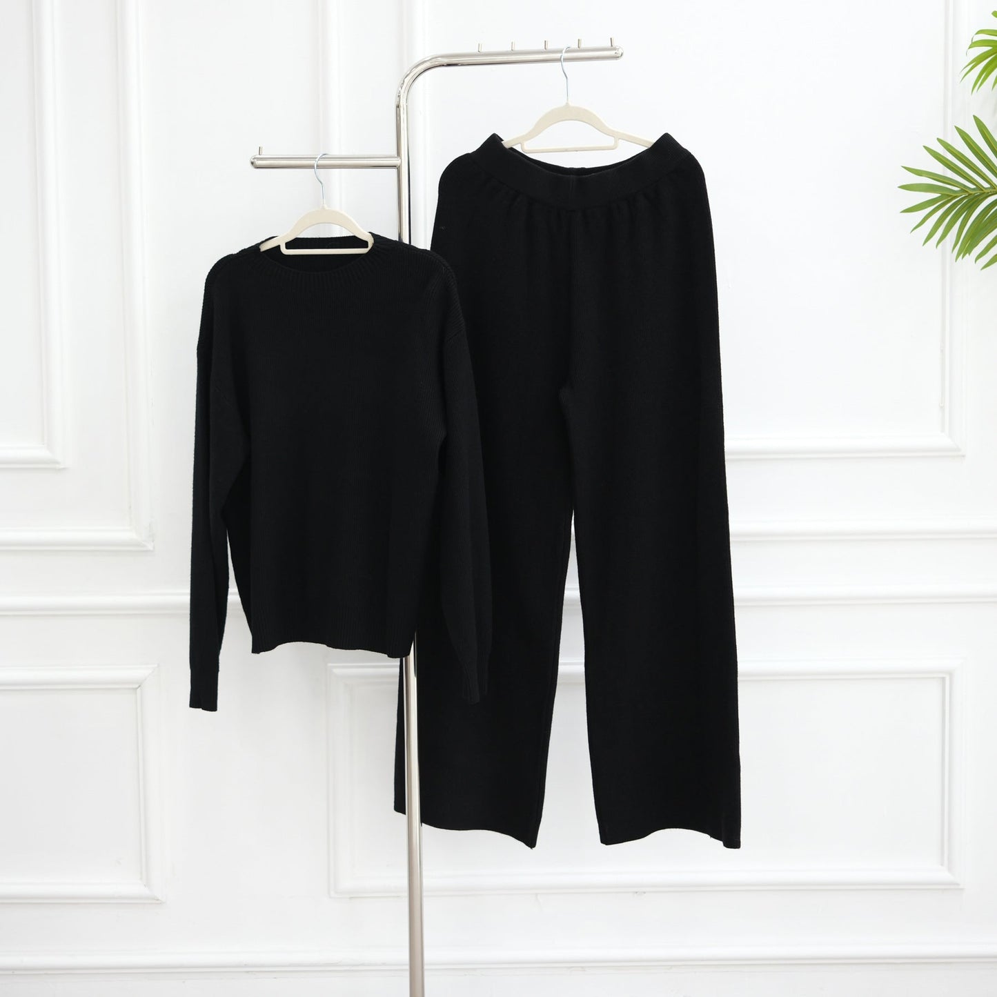 HA6595 Autumn and Winter Thickened Knitted Suit (Not Including Headscarf) | Simple Solid Color Two-Piece Suit