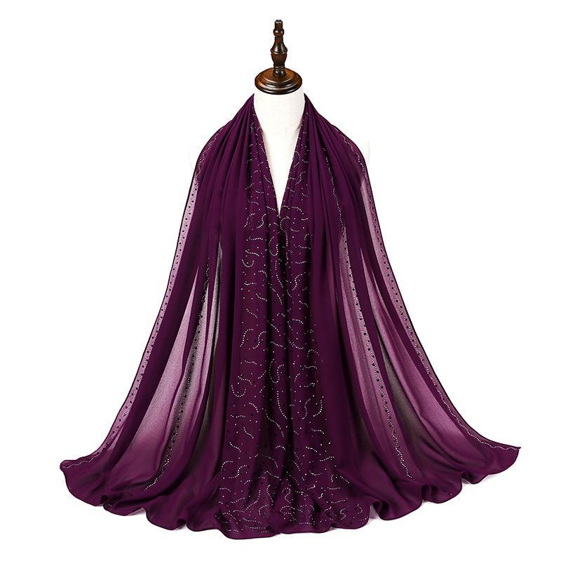 HAYA HA1127 Pearl Chiffon Rhinestone Headscarf